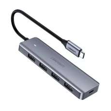 Hub USB-C cu 4xUSB, USB-C, gri, 5 in 1 Ugreen