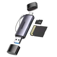 Adaptor card reader USB-C la USB-A, SD, microSD, gri, Ugreen