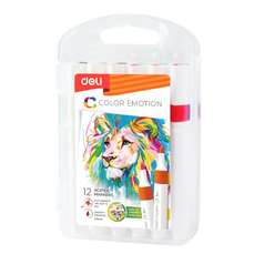 Permanent marker cu vopsea acrilica, 12 culori/set, Color Emotion Deli