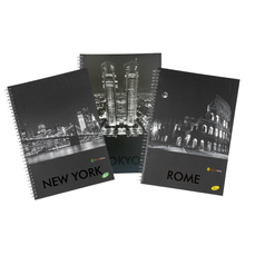 Caiet cu spira A4, 70file, dictando, design cities by night, Elisa