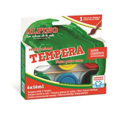 Tempera lavabila, 6 culori x 16ml/cutie + pensula, ALPINO MS-DM020918