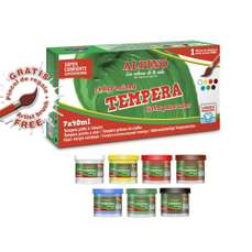 Tempera lavabila, 7 culori x 40ml/cutie + pensula, ALPINO MS-DM020921