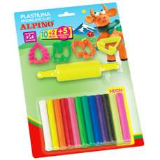 Plastilina 10 culori x 17g /set + accesorii, Alpino MS-DP000250