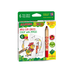 Creioane colorate 6culori/set + ascutitoare +guma, Alpino Baby MS-JU000050