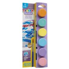 Tempera 6 culori pastel, pensula, tub 25ml, 40485 Carioca