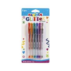 Pix cu gel cu capac, 6culori/set, varf 1,0mm, glitter, Carioca CA-42165