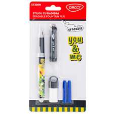 Stilou plastic cu cerneala termosensibila(se sterge), negru, You and Me, ST300N Daco