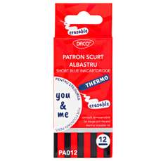 Patroane scurte pentru stilou cu guma You and Me (se sterge), albastre, 12buc/set, Daco PA012