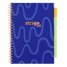 Caiet cu spira A4, 100file, dictando, 5 separatoare, albastru, Project Book Neon, Strigo Pads, PADS0