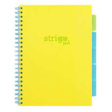 Caiet cu spira A4, 100file, dictando, 5 separatoare, galben, Project Book Neon, Strigo Pads, PADS083