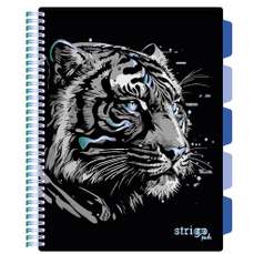 Caiet cu spira A4, 100file, matematica, 5 separatoare, Project Book Tigru, Strigo Pads, PADS020