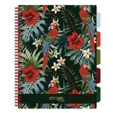 Caiet cu spira A4, 100file, matematica, 5 separatoare, Project Book tropical, Strigo Pads, PADS060