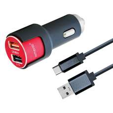 Incarcator auto, 2xUSB, fast charge, 3.1A si cablu USB-C incarcator, 1m, Lemontti