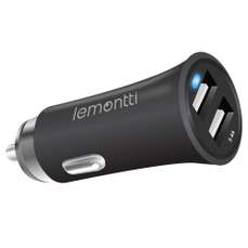 Incarcator auto, 2xUSB, 3.4A, negru, Lemontti