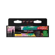 Permanent marker cu vopsea acrilica, 3buc/cutie, negru, Free Acrylic Mix Stabilo, SW6916933746