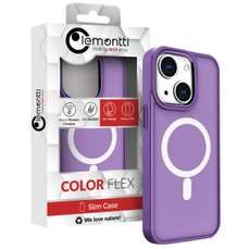 Husa de protectie pentru iPhone 15, Color Matte, compatibila MagSafe, mov, Lemontti