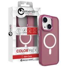 Husa de protectie pentru iPhone 15, Color Matte, compatibila MagSafe, visiniu, Lemontti