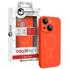 Husa de protectie pentru iPhone 15, Liquid Silicon MagCharge, portocaliu neon, Lemontti