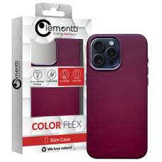 Husa de protectie pentru iPhone 15 Pro, piele, compatibila MagSafe, visiniu, Lemontti