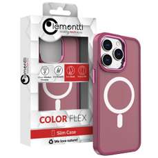 Husa de protectie pentru iPhone 15 Pro, Color Matte, compatibila MagSafe, visiniu, Lemontti