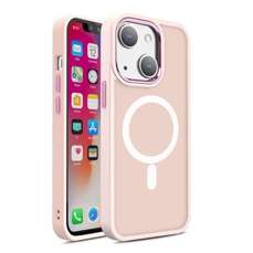 Husa de protectie pentru iPhone 15 Plus, Color Matte, compatibila MagSafe, roz, Lemontti