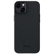 Husa de protectie pentru iPhone 15 Plus, 600D Aramida, compatibila MagSafe, negru/gri, MagEZ Pro 4 Pitaka