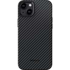 Husa de protectie pentru iPhone 15 Plus, 1500D Aramida, compatibila MagSafe, negru/gri, MagEZ Pro 4 Pitaka