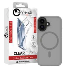 Husa de protectie pentru iPhone 16, MagSafe, gri, Hybrid Lemontti