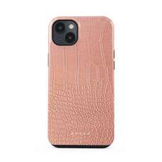 Husa de protectie pentru iPhone 14, Dual Layer Pink Croco, Burga