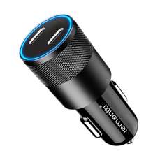 Incarcator auto, 2xUSB-C, 30W, Super Fast Charge, negru, Lemontti