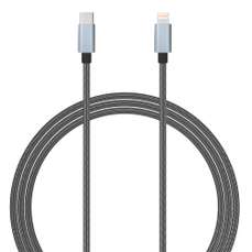 Cablu de date USB-C / Lightning, MFI, Quick Charge, 1,5m, gri, Lemontti