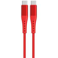 Cablu de date USB-C / USB-C, 1,2m, PD 60W, Fast Charge, rosu, Bending Aluminum Lemontti