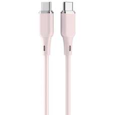 Cablu de date USB-C / USB-C, 1,2m, 60W, Fast Charge, roz, Liquid Silicon Lemontti