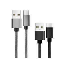 Set cablu de date USB / USB-C, 0,5 si 1m, gri si negru, Lemontti