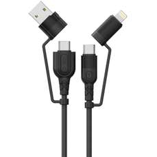 Cablu de date USB-USB-C / USB-C- Lightning, 1,2m, PD 60W, negru, 4 in 1 Lemontti