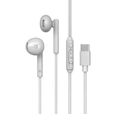 Casti in-ear, alb, cu fir, USB-C, telecomanda, microfon, Ripple Lemontti