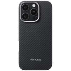 Husa de protectie pentru iPhone 16 Pro Max, Ultra-Slim Aramida, MagSafe, negru/gri, Pitaka