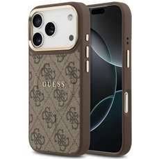 Husa de protectie pentru iPhone 17 Pro Max, PU Leather 4G Gold Frame MagSafe, Guess
