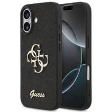 Husa de protectie pentru iPhone 17, negru, Fixed Glitter 4G Metal Logo, Guess