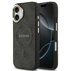 Husa de protectie pentru iPhone 17, negru, PU Leather 4G Gold Frame MagSafe, Guess