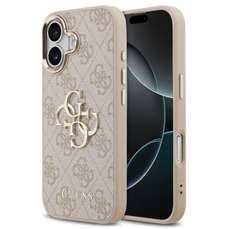Husa de protectie pentru iPhone 17, PU Leather 4G Metal Logo Gold Frame, Guess