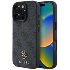 Husa de protectie pentru iPhone 16 Pro Max, gri, PU 4G Small Metal Logo MagSafe, Guess
