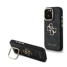 Husa de protectie pentru iPhone 16 Pro Max, negru, 4G Metal Logo Stand Camera Frame, Guess