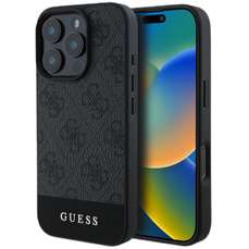 Husa de protectie pentru iPhone 16 Pro Max, gri, 4G Stripe Logo, Guess