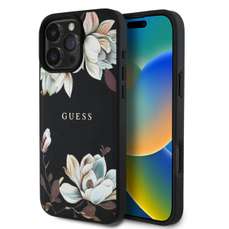Husa de protectie pentru iPhone 16 Pro, PU Grained Magnolia MagSafe, Guess