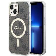 Husa de protectie pentru iPhone 15, maro, 4G MagSafe, Guess