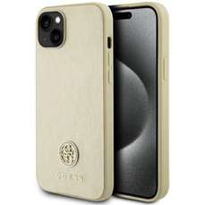 Husa de protectie pentru iPhone 15, auriu, 4G Strass Metal Logo, Guess