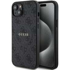 Husa de protectie pentru iPhone 15, negru, PU Leather 4G Colored Ring MagSafe, Guess