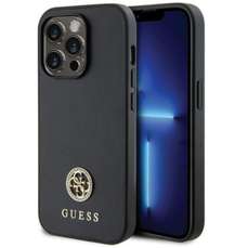 Husa de protectie pentru iPhone 15 Pro Max, negru, 4G Strass Metal Logo, Guess