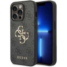 Husa de protectie pentru iPhone 15 Pro Max, gri, PU 4G Metal Logo, Guess